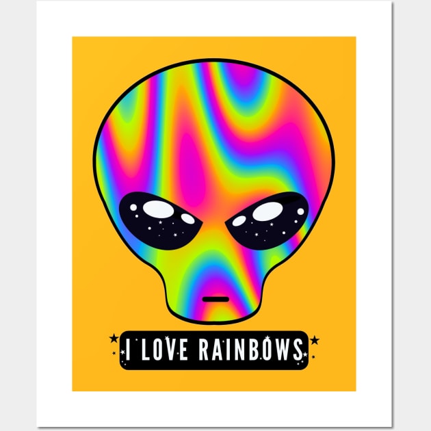 i love rainbows with gay alien Wall Art by antArctica 